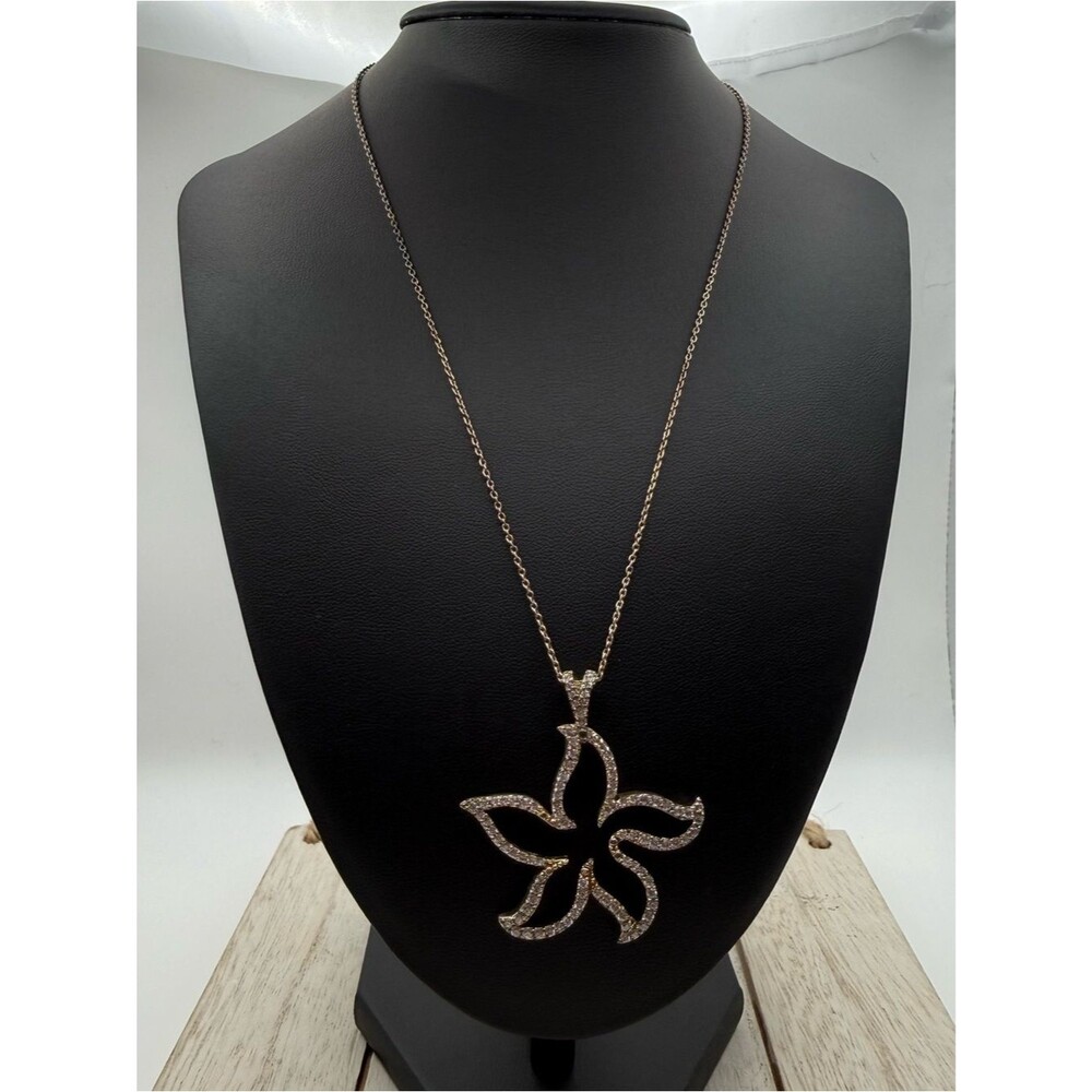 Elegant Rose Gold Starflower sterling silver Pendant Necklace - Women Jewelry